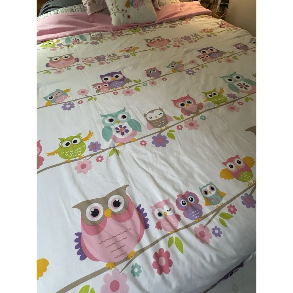 Mi Zone Kids Wise Wendy Owl Twin Comforter Set Sham Pillow Valance HTF 4 Pc Set